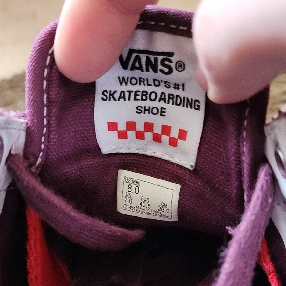 Vans Men's Burgundy and Cream Sneakers - Picture 4 of 6